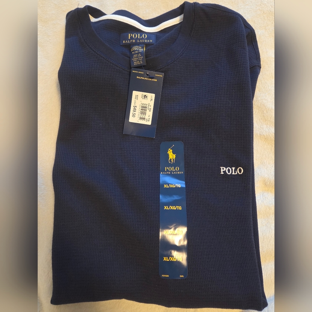 NWT Ralph Lauren Navy Blue Sleepwear Long Sleeve Shirt